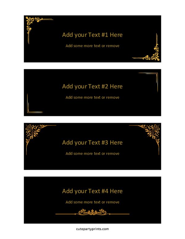 Black & Gold Personalized Labels (Editable)