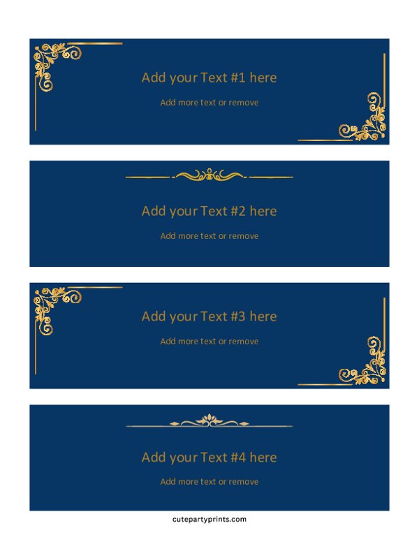 blue and gold name label template (Editable)