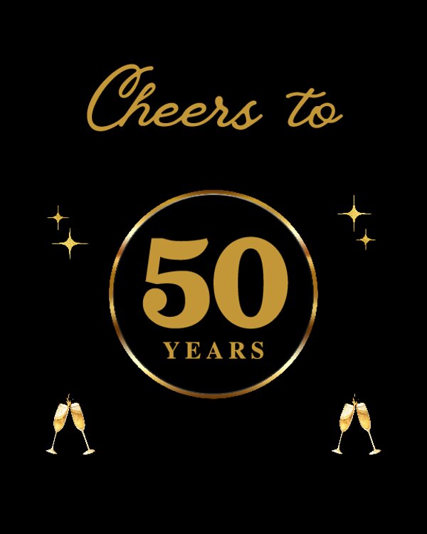 Cheers to 50 Years Sign