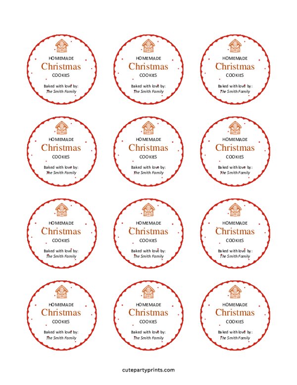 Editable Christmas Homemade Gift Labels