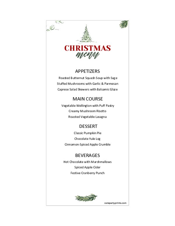 Editable Christmas Menu Template (4x9)