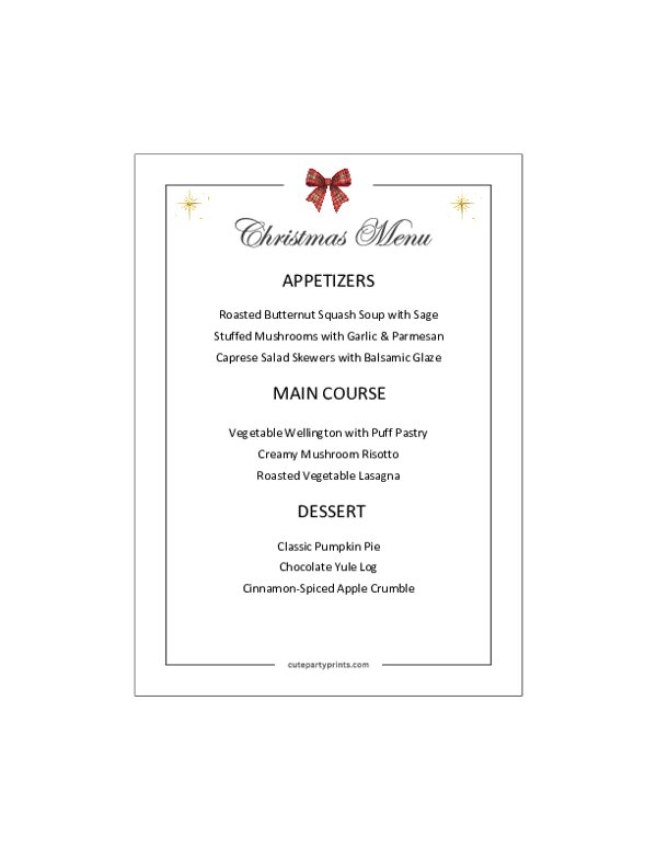 Editable Christmas Menu Template (5x7)