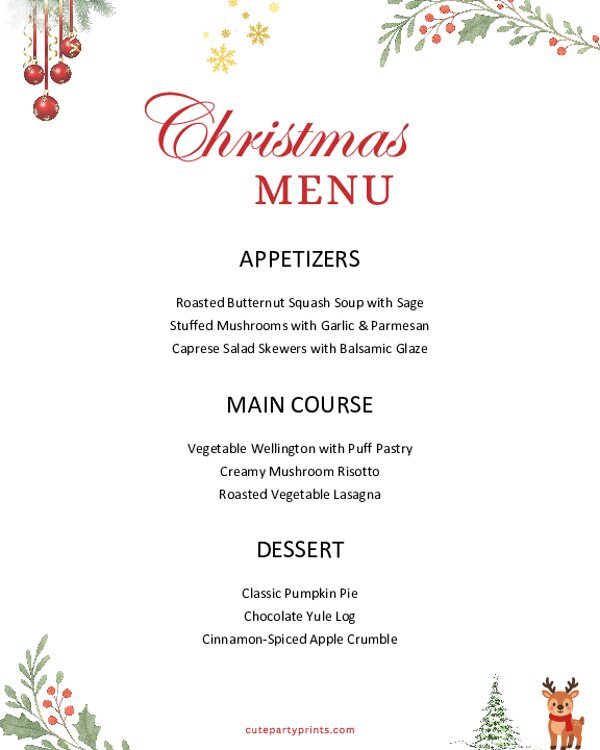 Editable Christmas Menu Template (8x10)