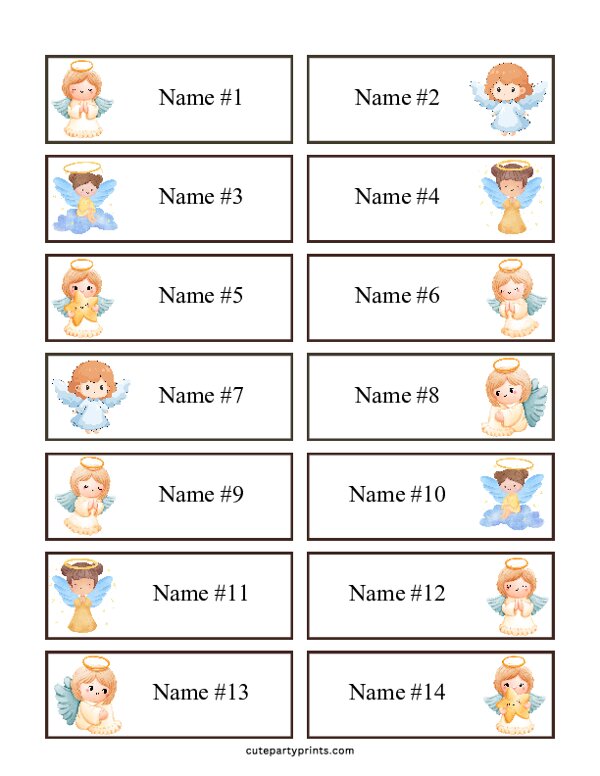 Cute Angel Name Tags (Editable)