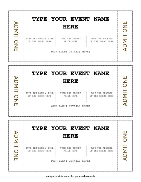 Editable Event Ticket Template
