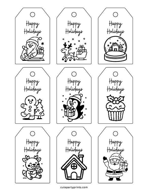 Happy Holidays Gift Tags Template
