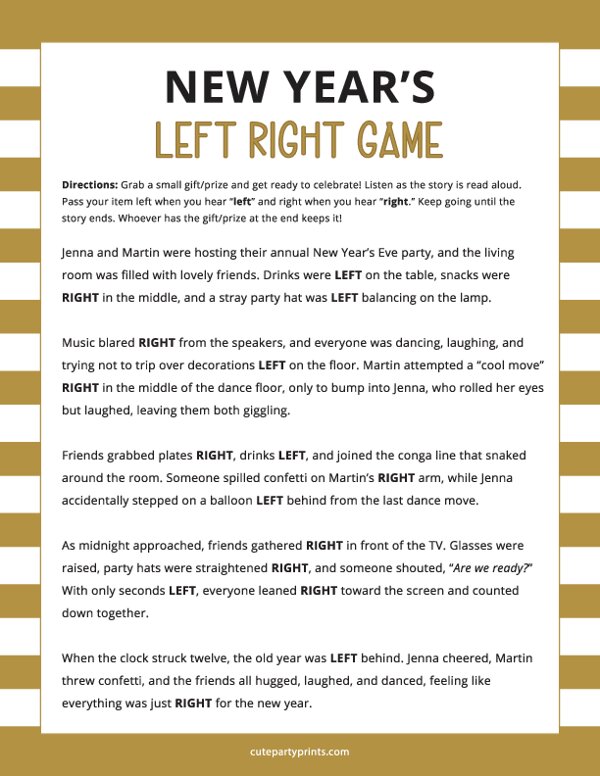 New Years Eve Left Right Game