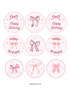 Pink Bow Cupcake Topper Template