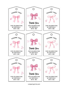 Pink Bow Favor Tags