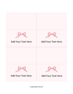 Editable Pink Bow Labels