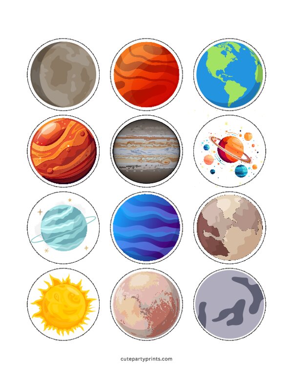Solar System Cupcake Toppers