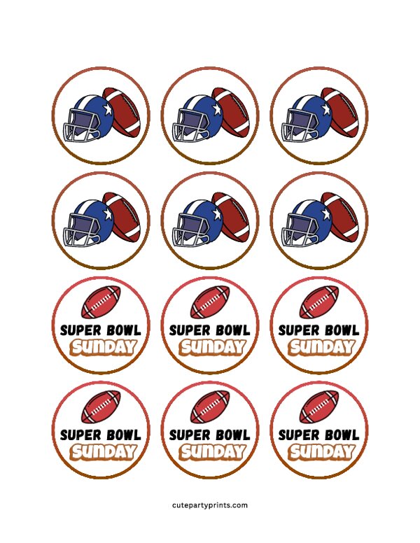 Super Bowl Cupcake Toppers