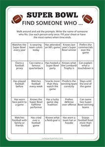 Super Bowl Find Someone Who game