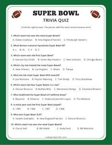 Super Bowl Trivia Quiz Game
