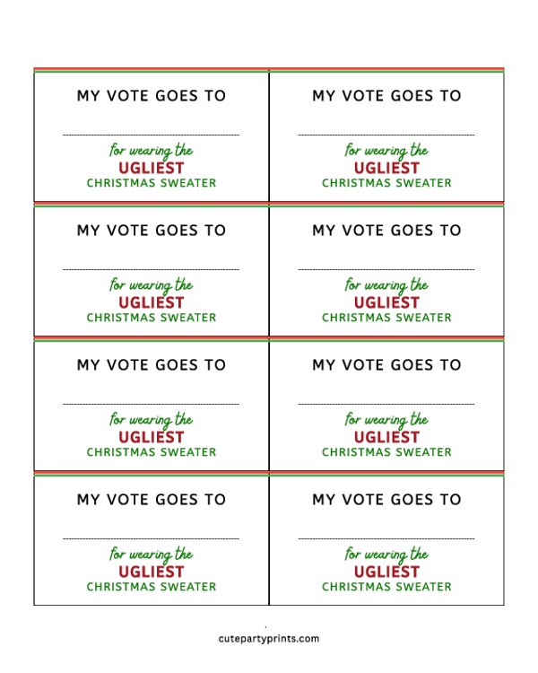 Ugliest Christmas Sweater Ballots