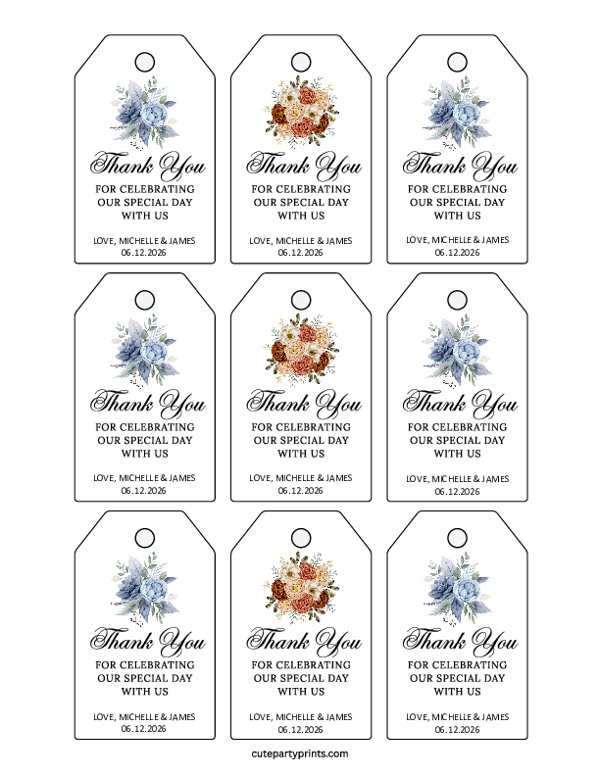 Wedding Favor Tags Template