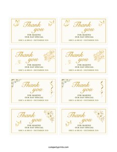 Editable Golden Wedding Favor Tags