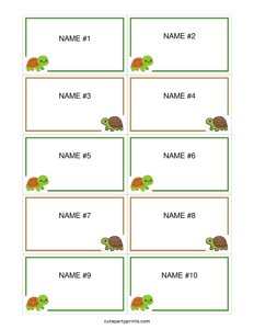 Turtle Name Tags (Editable)