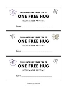 One Free Hug Coupon Voucher