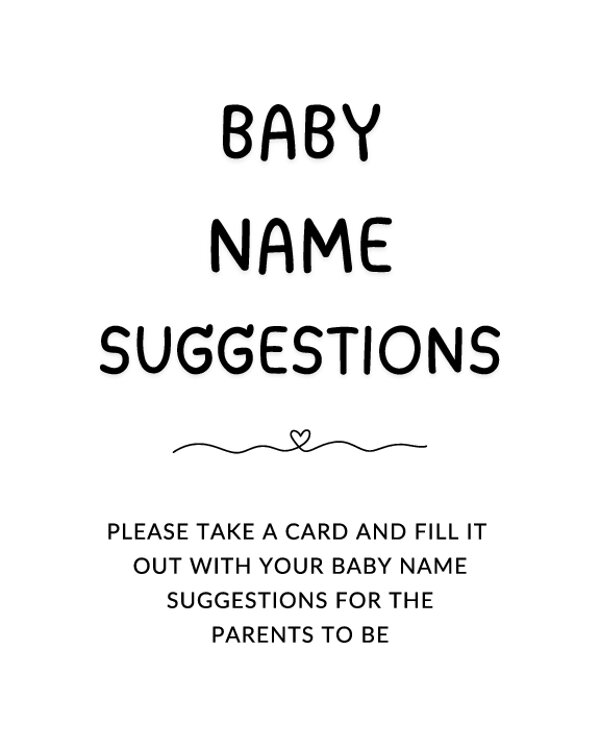 Baby Name Suggestion Sign