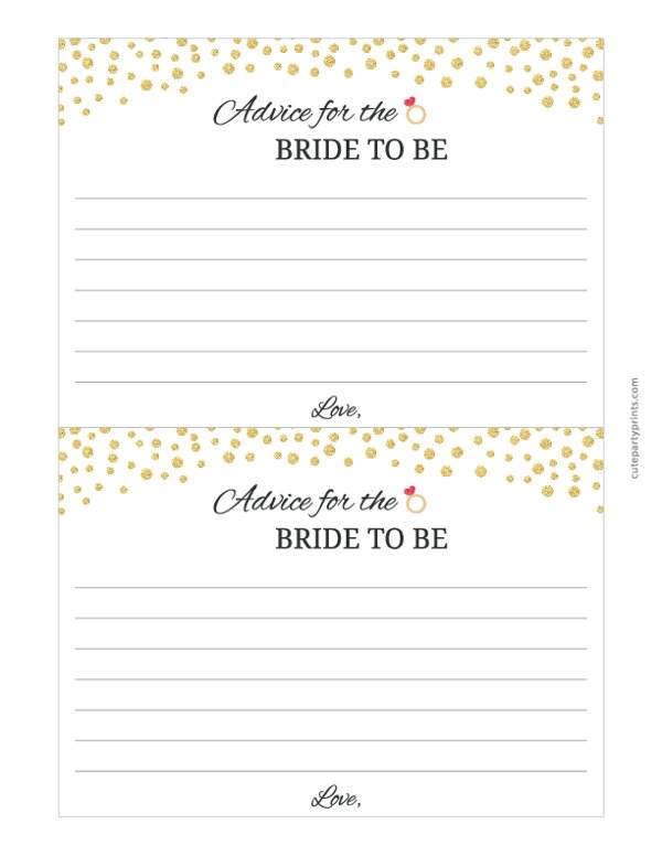 Gold Advice for the Bride to Be Cards (4x6)