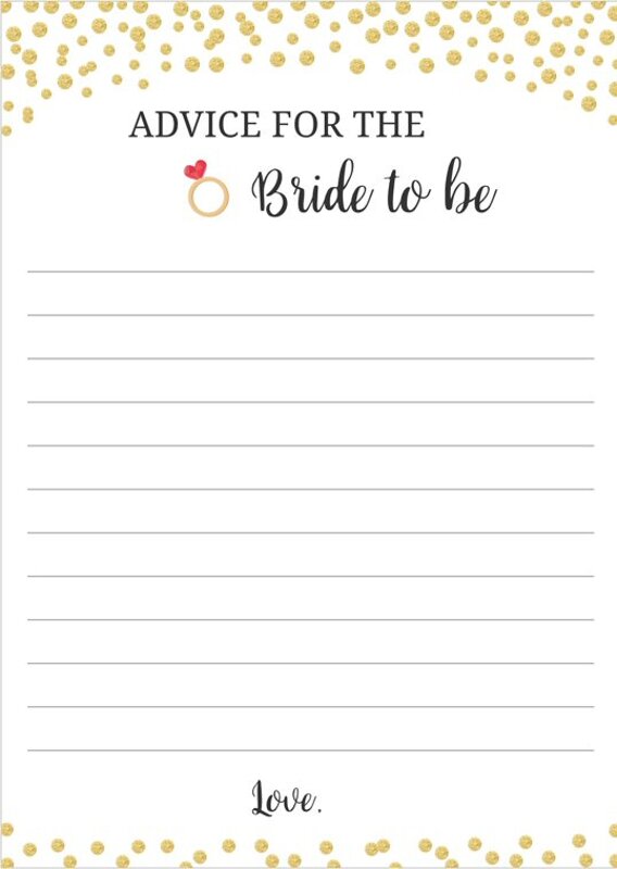 Gold Advice for the Bride to Be Cards (5x7)