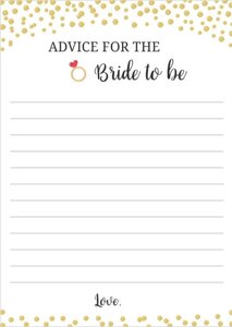 Gold Advice for the Bride to Be Cards (5x7)