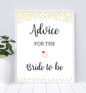 Gold Advice for the Bride to Be Sign