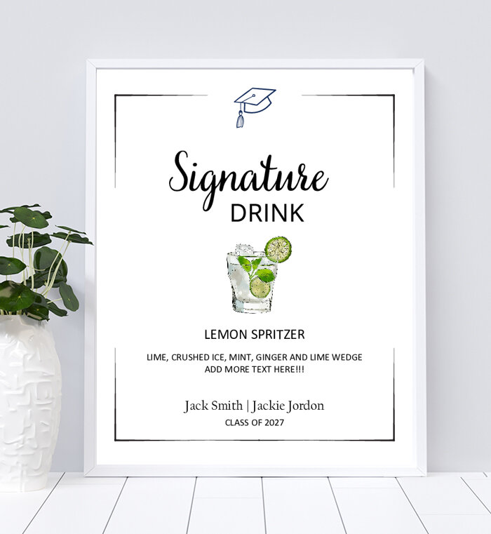 Editable Graduation Signature Drink Sign