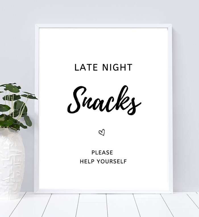 Late Night Snacks Wedding Sign
