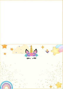Unicorn Food Tent Cards