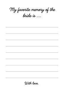 Favorite Memory of the Bride-to-Be Cards