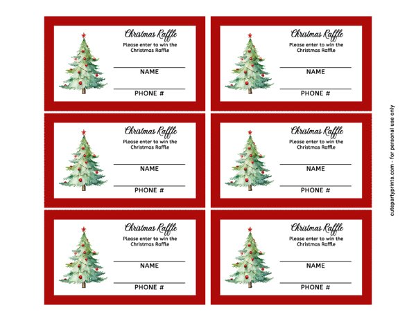 Christmas Enter to Win Raffle Ticket Template
