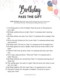 Birthday Pass the Prize