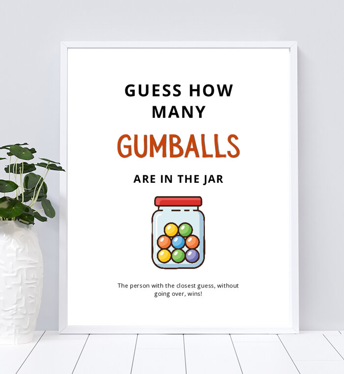 Guess How Many Gumballs Are in the Jar Sign