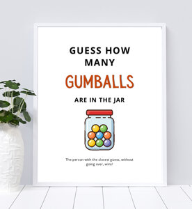 Guess How Many Gumballs Are in the Jar Sign