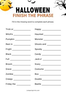 Halloween Finish the Phrase