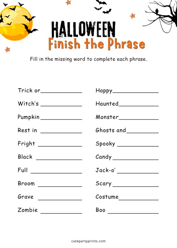 Halloween Finish the Phrase