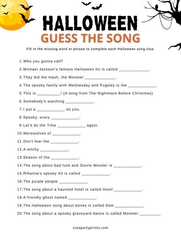 Halloween Guess the Song