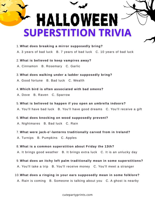 Halloween Superstitions Trivia Quiz