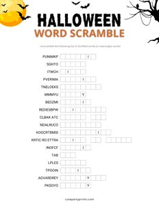 Halloween Word Scramble