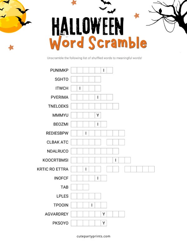 Halloween Word Scramble