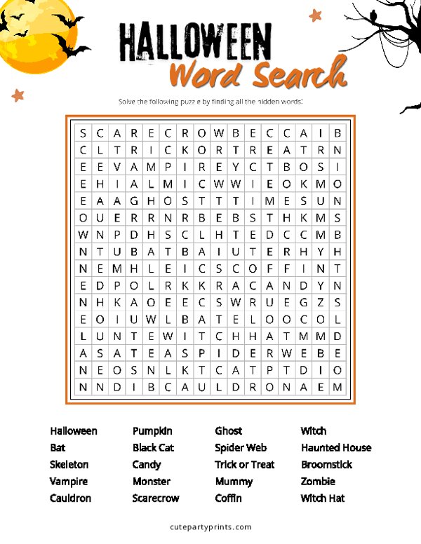 Halloween Word Search