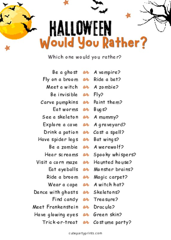 Halloween Would You Rather Game