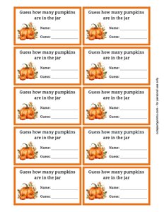 How many Pumpkins Guessing Cards