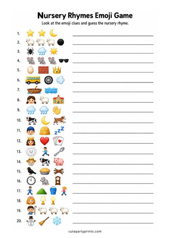 Nursery Rhymes Emoji Quiz Game