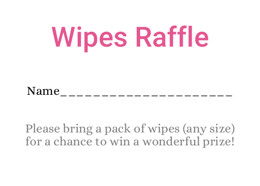 Wipes Raffle Tickets Entry Card for Baby Shower