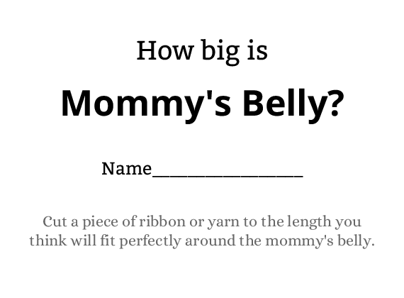 How Big is Mommy's Belly Guessing Card for Baby Shower