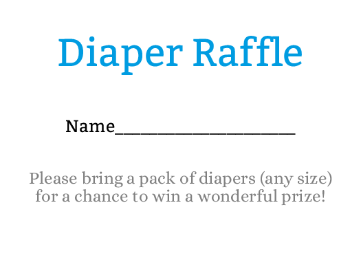 Diaper Raffle Tickets Entry Card for Baby Shower