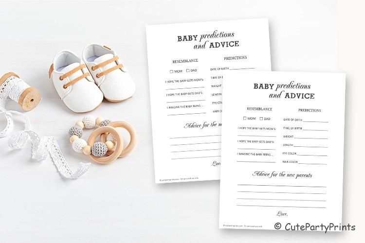Baby Prediction and Advice Cards Free Printable